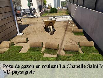 Pose de gazon en rouleau